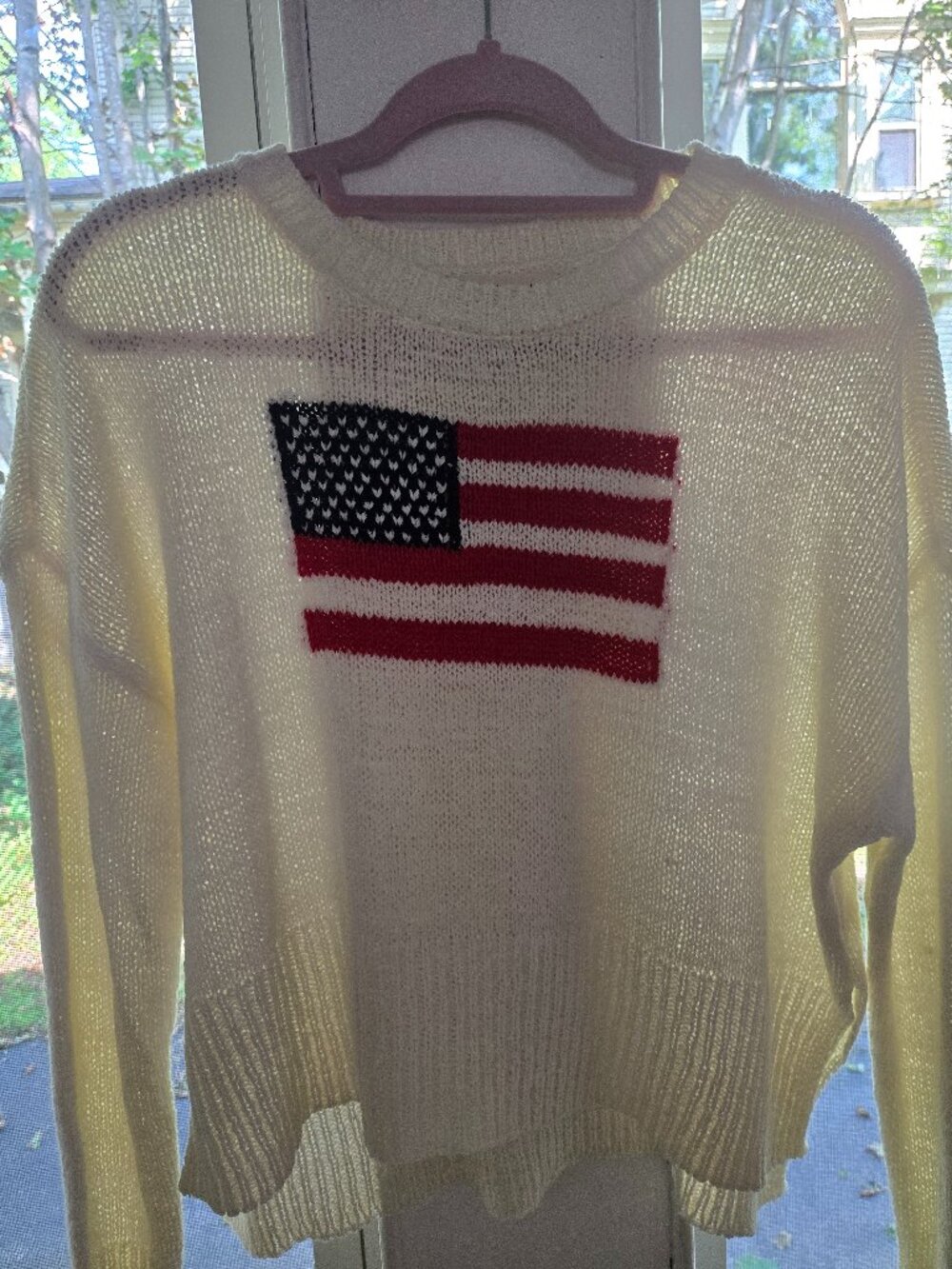 Open-Knit American Flag Sweater